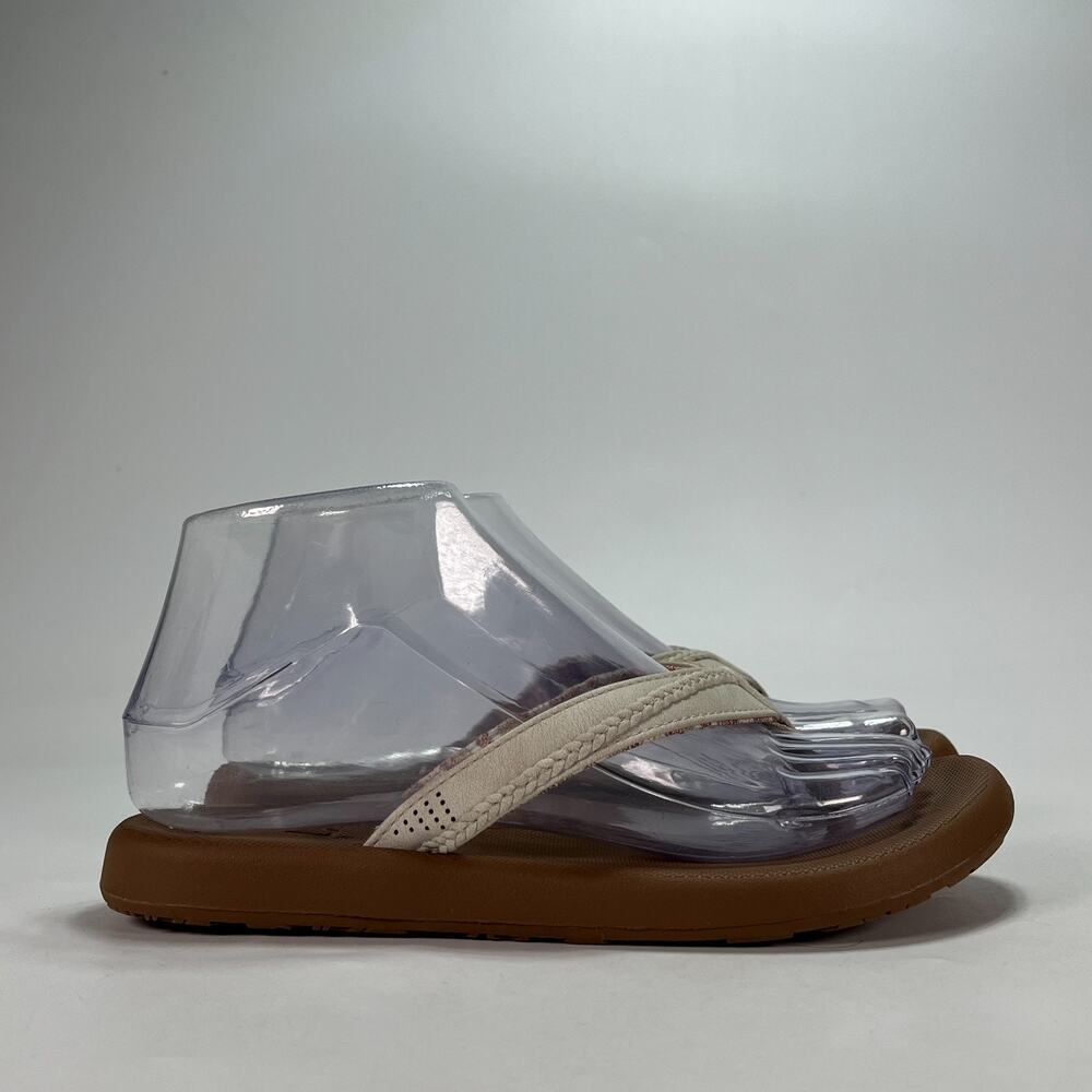 Flojos Beige Brown Flip Flop Flats Woven Comfort Casual Sandals Women’s Size 6